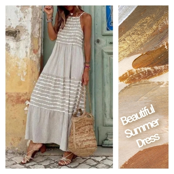 Dresses & Skirts - NWT Grey Tie Dye Spaghetti Strap Summer Maxi Dress